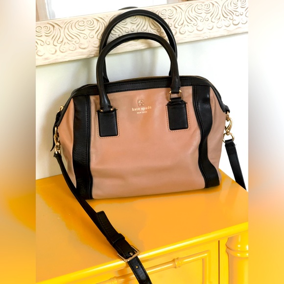 kate spade Handbags - Kate Spade: Soft Leather Purse w/detachable Shoulder Strap - Tan/Taupe & Black